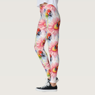 Leggings Aquarelle Ladybugs sur Fleurs