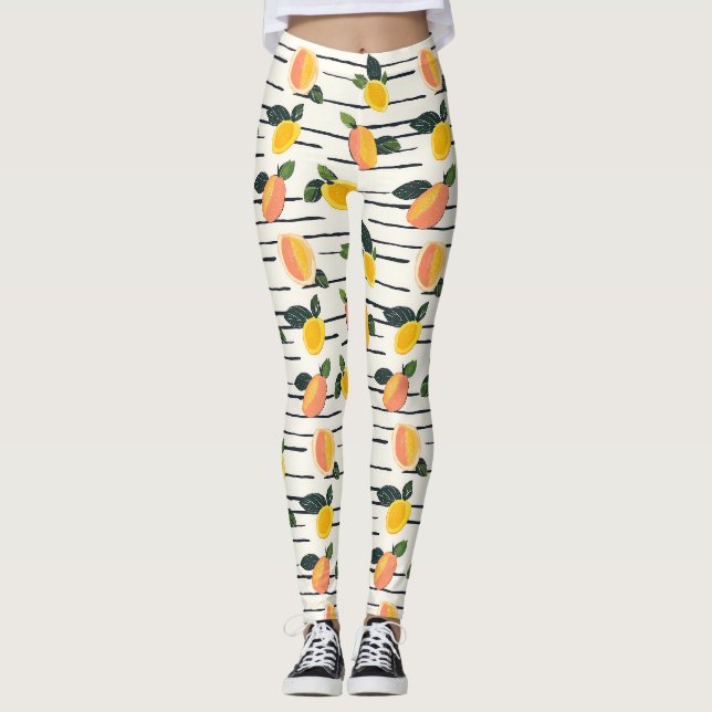 Leggings Aquarelle Mango Motif avec Feuilles verts (2) (Devant)