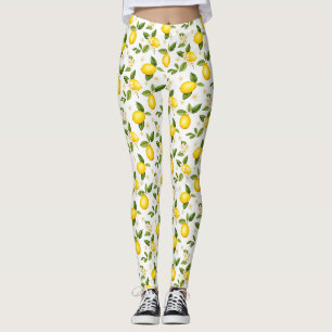Leggings Aquarelle minimaliste au citron et aux fleurs