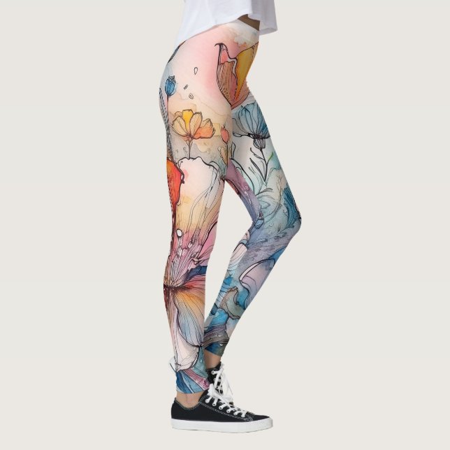 Leggings Aquarelle Motif de fleurs (Droite)