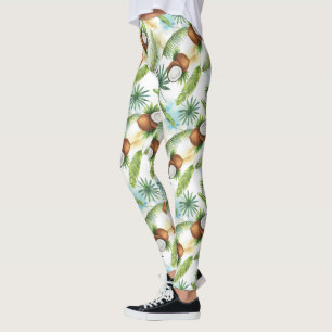 Leggings Aquarelle Motif de noix de coco tropicale