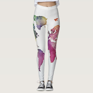 Leggings Aquarelle multicolore blanche de guêtres de carte