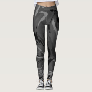Leggings Aquarelle noire gris de luxe Magie Abstraite