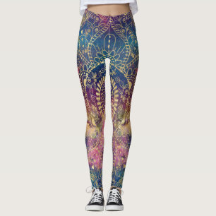 Leggings Aquarelle or et nébuleuse mandala
