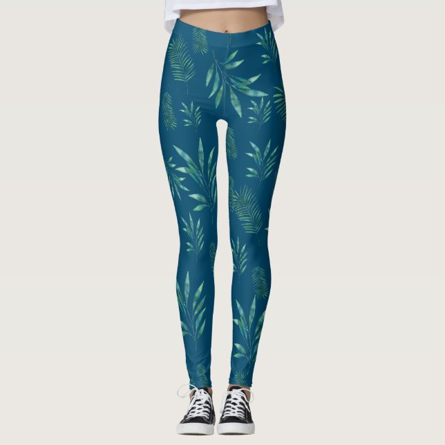 Leggings Aquarelle Palm Feuilles (Devant)
