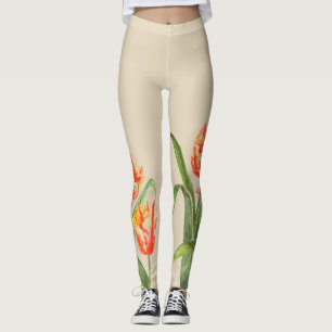 Leggings Aquarelle Parrot Jaune Tulipes Art Floral