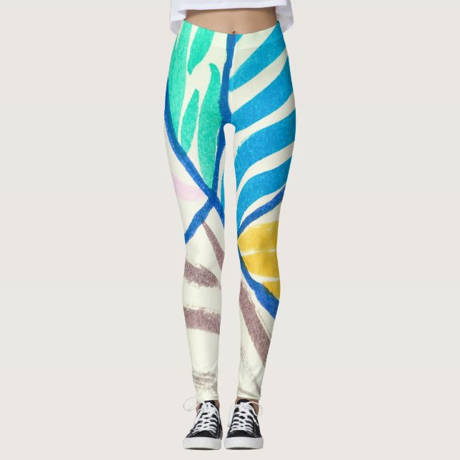 Leggings Aquarelle patchwork : style de peinture sale. (Devant)