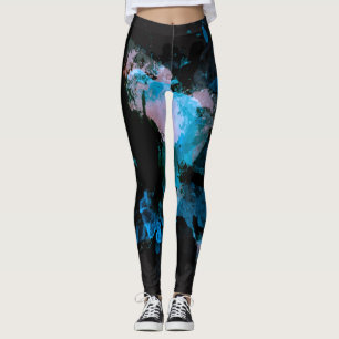 Leggings Aquarelle Peinture à l'huile Mer profonde Bleu toi