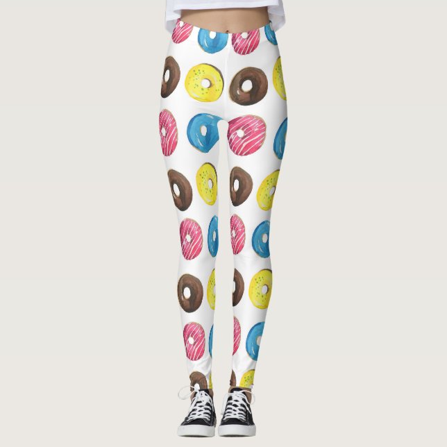 Leggings Aquarelle petits beignets, motif sans soudure. (Devant)
