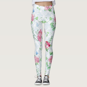 Leggings aquarelle pivoine,papillon aquarelle