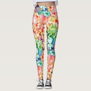Leggings Aquarelle Plumeria Hawaii