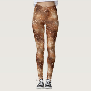 Leggings Aquarelle Pointe Polka dans café Brown et blanc (2