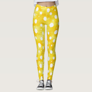 Leggings Aquarelle Polka Dot - Terre Jaune et Blanc (2)