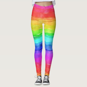 Leggings Aquarelle Rainbow Stripes Design