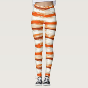 Leggings Aquarelle rayée dans les tons café et orange