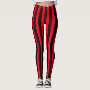 Leggings Aquarelle rayée Légendes de pirates noirs et rouge