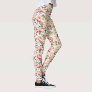 Leggings Aquarelle romantique Peony Floral