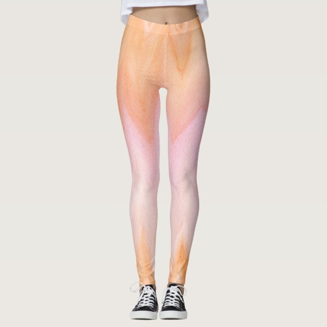Leggings Aquarelle rose doux Chevron (Devant)