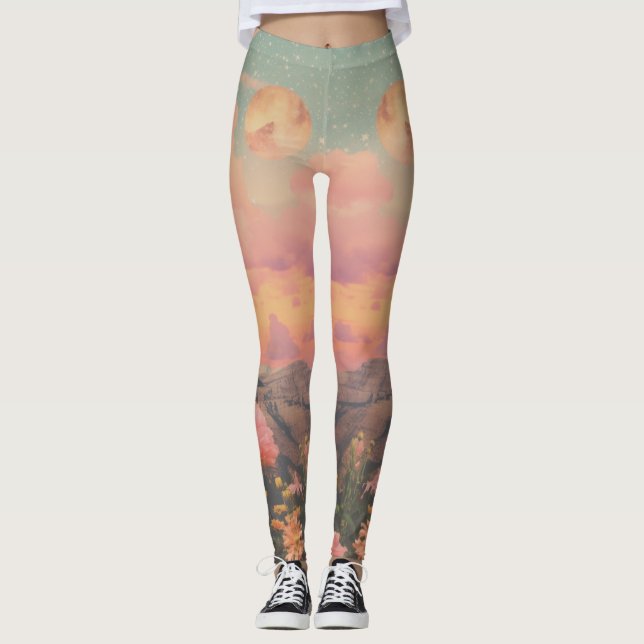 Leggings Aquarelle Rose du désert (Devant)