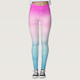 Leggings Aquarelle rose et bleu Ombre