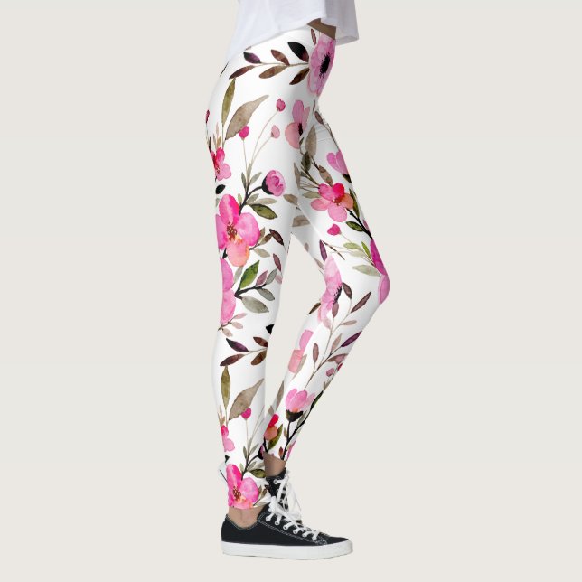 Leggings Aquarelle rose étonnante Motif floral (Droite)