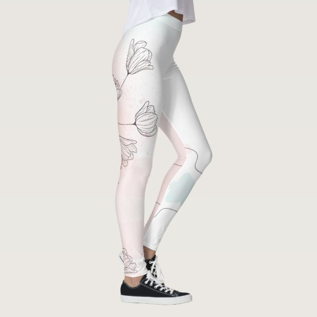 Leggings Aquarelle rose romantique Floral (Droite)