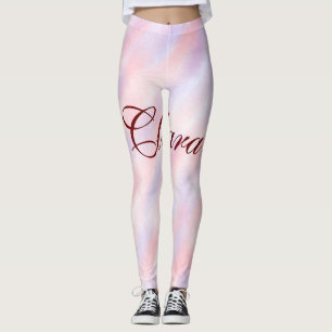Leggings Aquarelle rose rouge marron abstrait ajouter namep