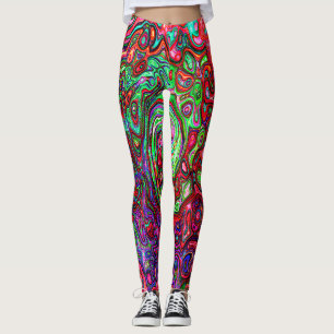 Leggings Aquarelle Rouge Super Abstrait Retro Liquid Swirl