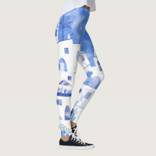 Leggings Aquarelle Santorin Grèce