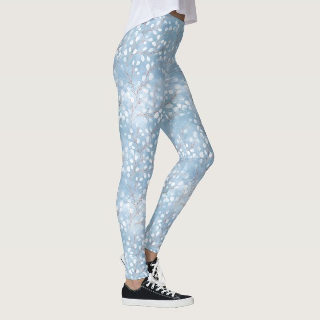 Leggings Aquarelle Snowdrops Dusty Blue/Copper ID726 (Droite)