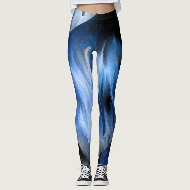 Leggings Aquarelle Splatter Abstrait Pinceau Strokes Canvas (Devant)