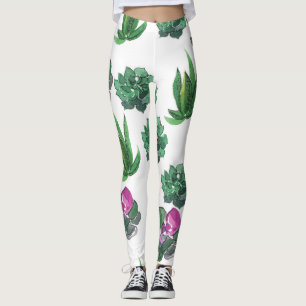 Leggings Aquarelle Succulente Conception Motif transparente