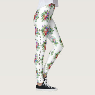 Leggings Aquarelle Tropical Floral Exotic Beach Time