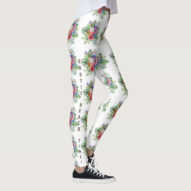 Leggings Aquarelle Tropical Floral Exotic Beach Time (Droite)