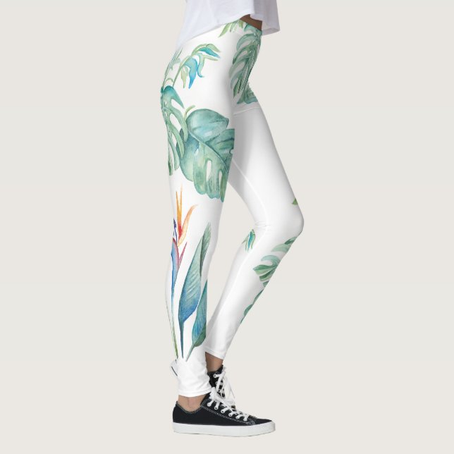 Leggings Aquarelle tropicale Florale et verte (Droite)