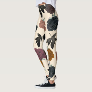 Leggings Aquarelle vintage Couleur gras Chute florale