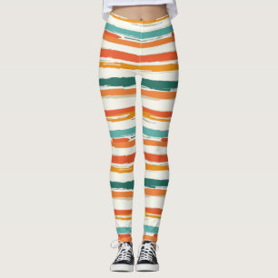 Leggings Aquarelle vintage de Bohême rayée (1)