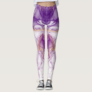 Leggings Aquarelle violet Arrière - plan avec des feuilles 