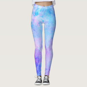Leggings Aquarelle violette et turquoise