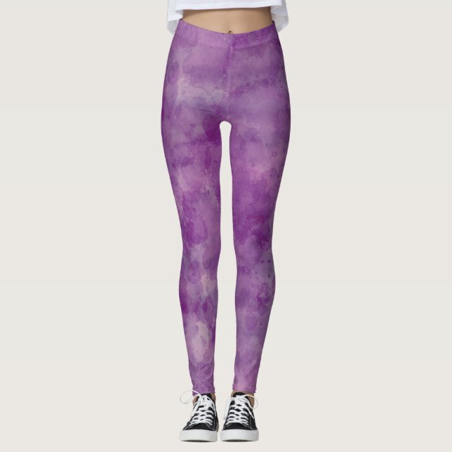 Leggings Aquarelle violette Violet Abstraction (Devant)