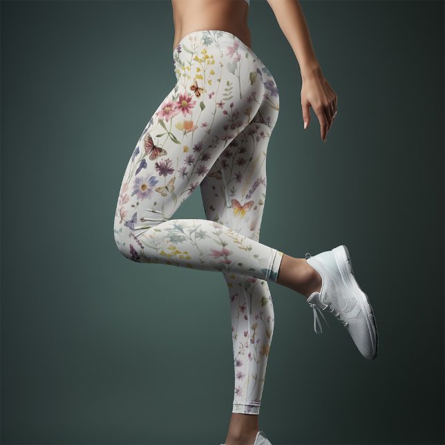 Leggings Aquarelle Whimsical de Yoga fleur sauvage (Créateur téléchargé)