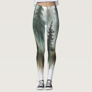 Leggings Aquarelles Arbres rustiques Wilderness
