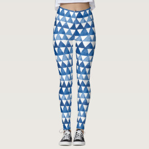 Leggings Aquarelles bleu triangles motif