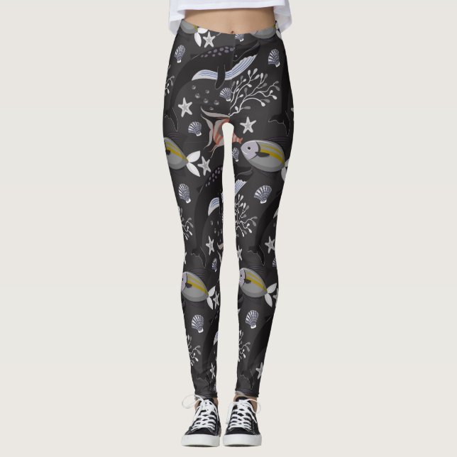 Leggings Aquatic animals pattern | ocean underwater life 20 (Devant)