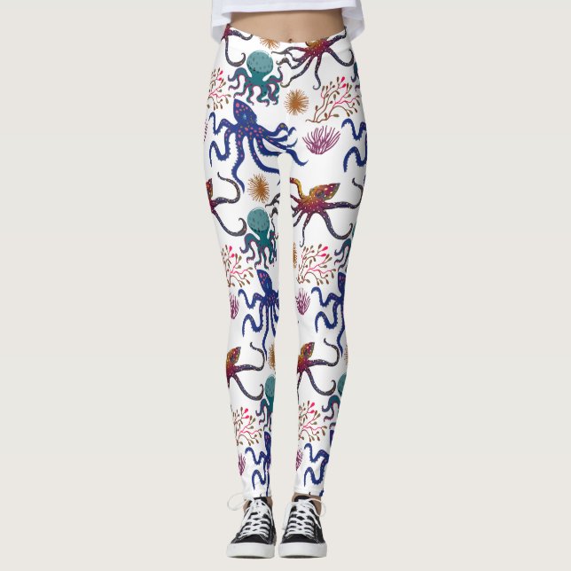 Leggings Aquatic animals pattern | ocean underwater life 27 (Devant)