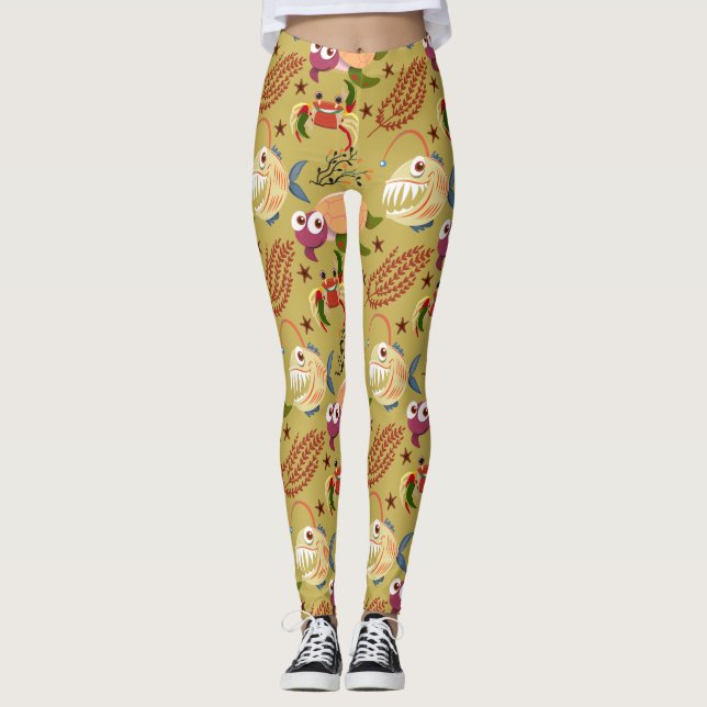 Leggings Aquatic animals pattern | ocean underwater life 31 (Devant)