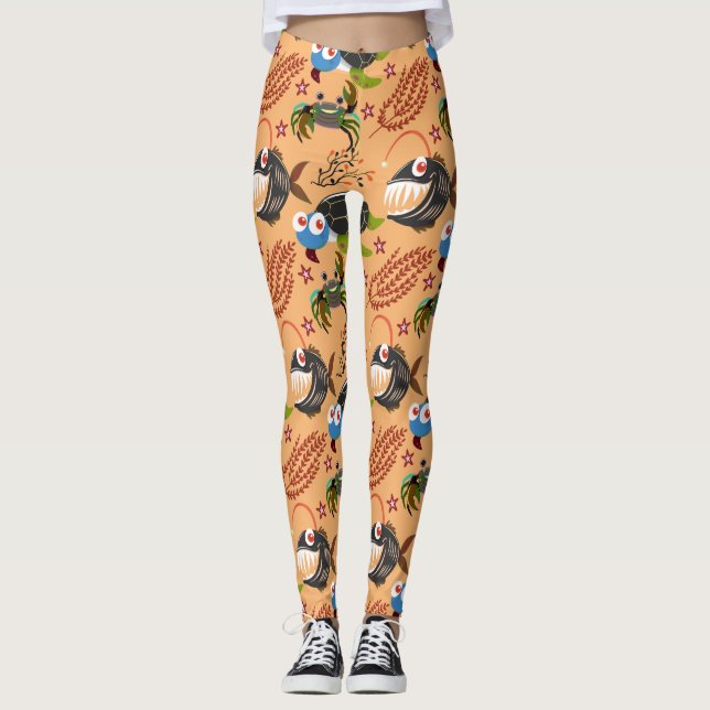Leggings Aquatic animals pattern | ocean underwater life 32 (Devant)