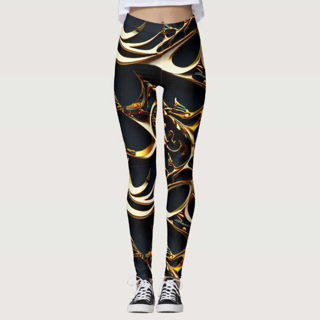 Leggings Arabesque Noir et Or (Devant)