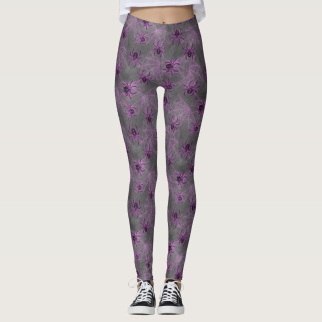 Leggings Araignées brillantes violet - arachnide mystique (Devant)