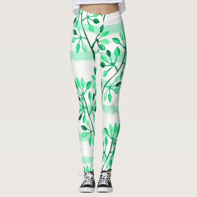 Leggings Arborescence avec feuilles (Devant)